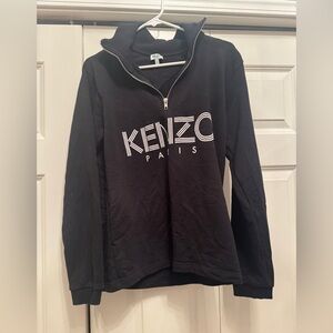 Kenzo Quarter Zip Sweatshirt Black White Logo Men’s Small